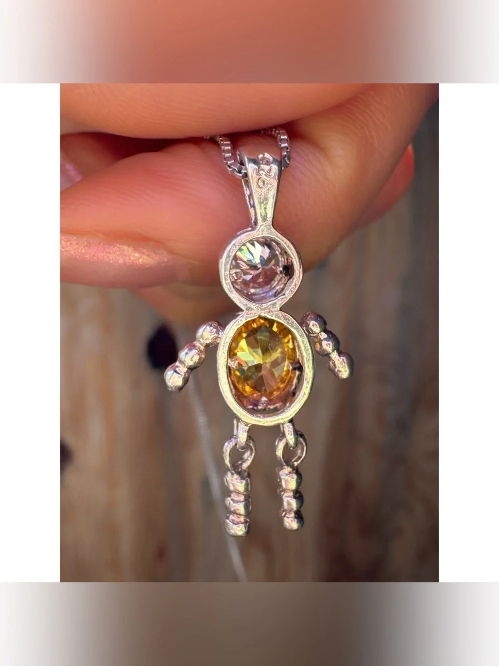 925 Sterling Silver November Birthstone Boy Charm Pendant Necklace